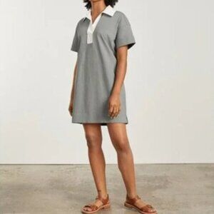 Everlane The Organic Cotton Short Sleeve Polo Mini Dress Sage Green White S